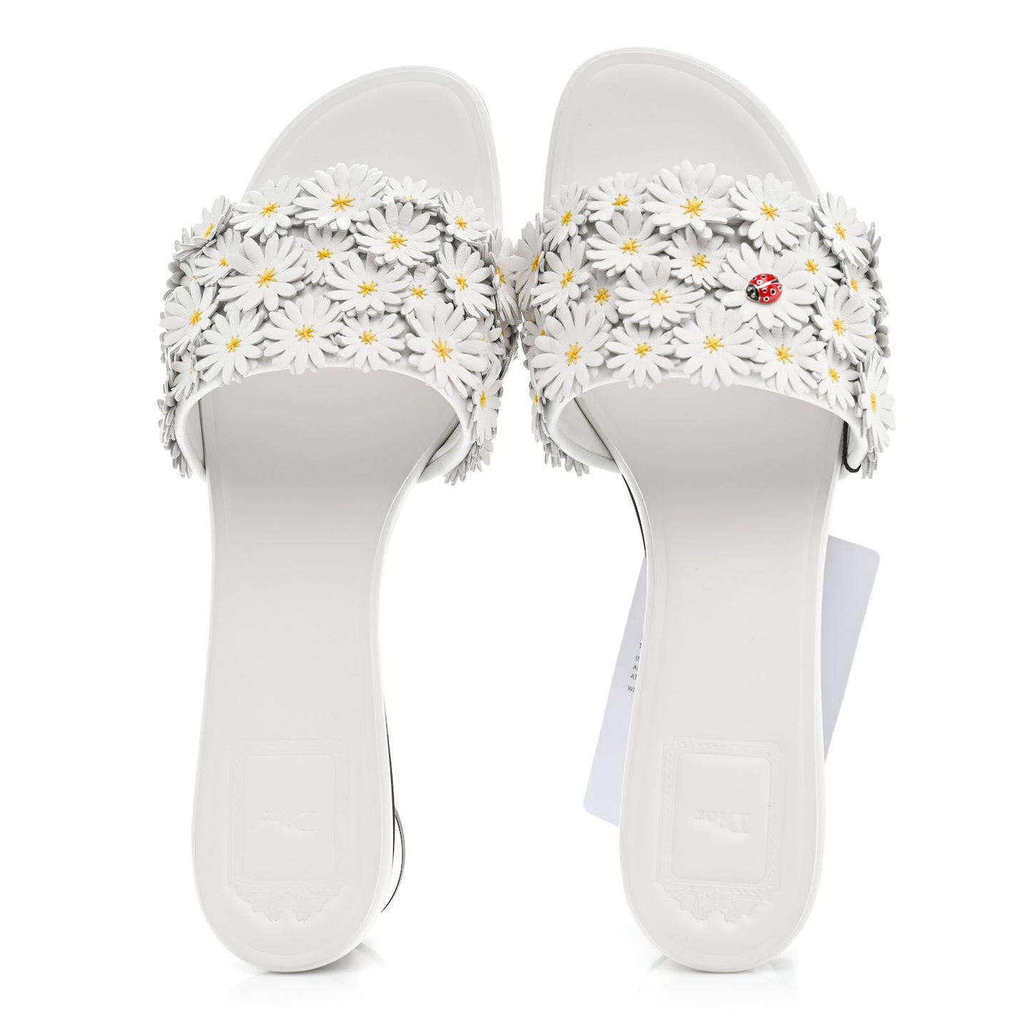 Lambskin Daisy Embroidered Dior Bloom Heeled Slide Sandals 39 White