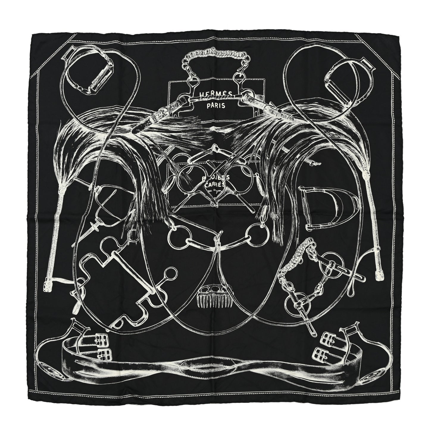Silk Projets Carres Scarf 90 Black White