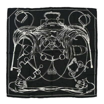 Hermes Silk Projets Carres Scarf 90 Black White 1 of 7