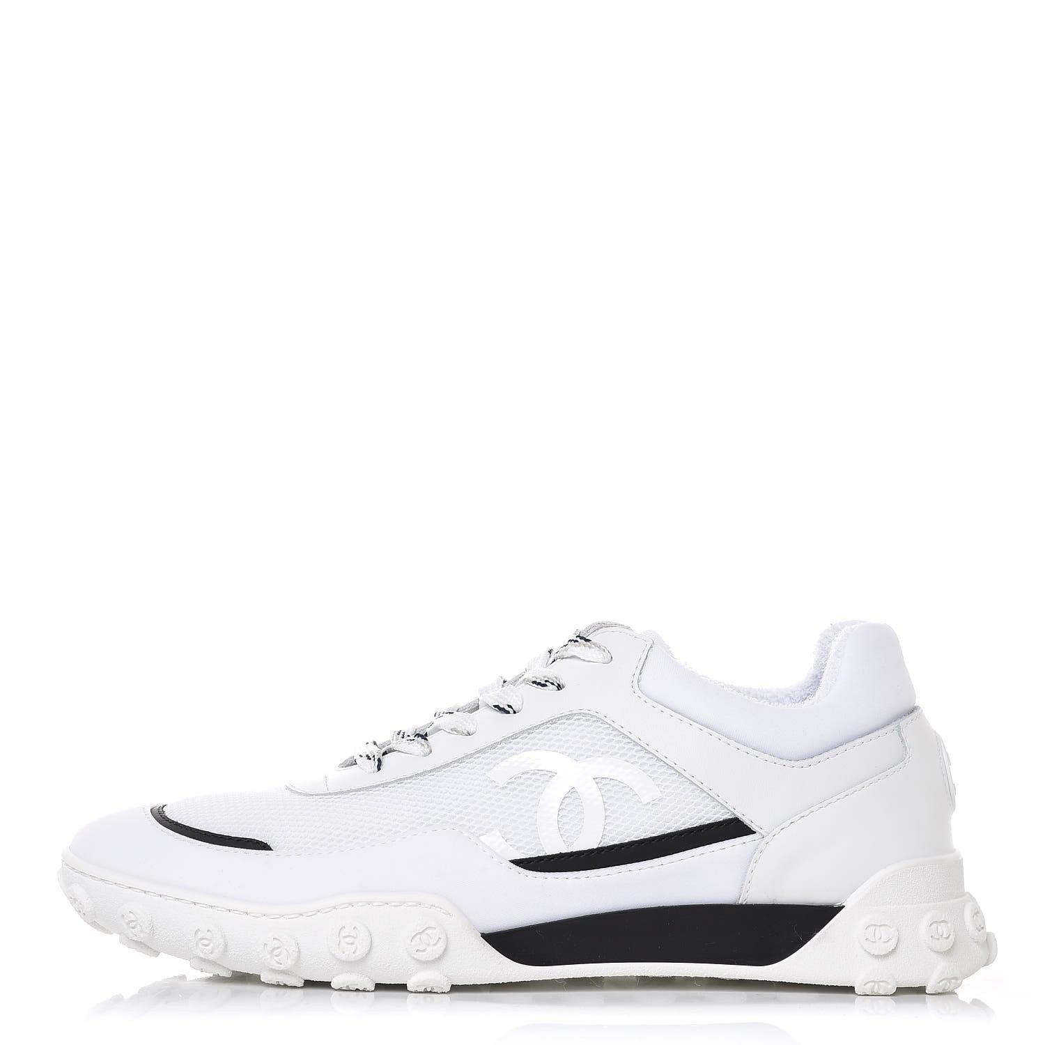 Chanel Calfskin Mesh Sneakers 38.5 White 1 of 10