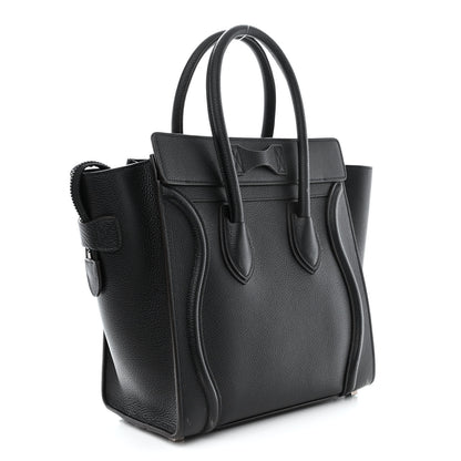 Celine Drummed Calfskin Micro Luggage Black 3 of 13