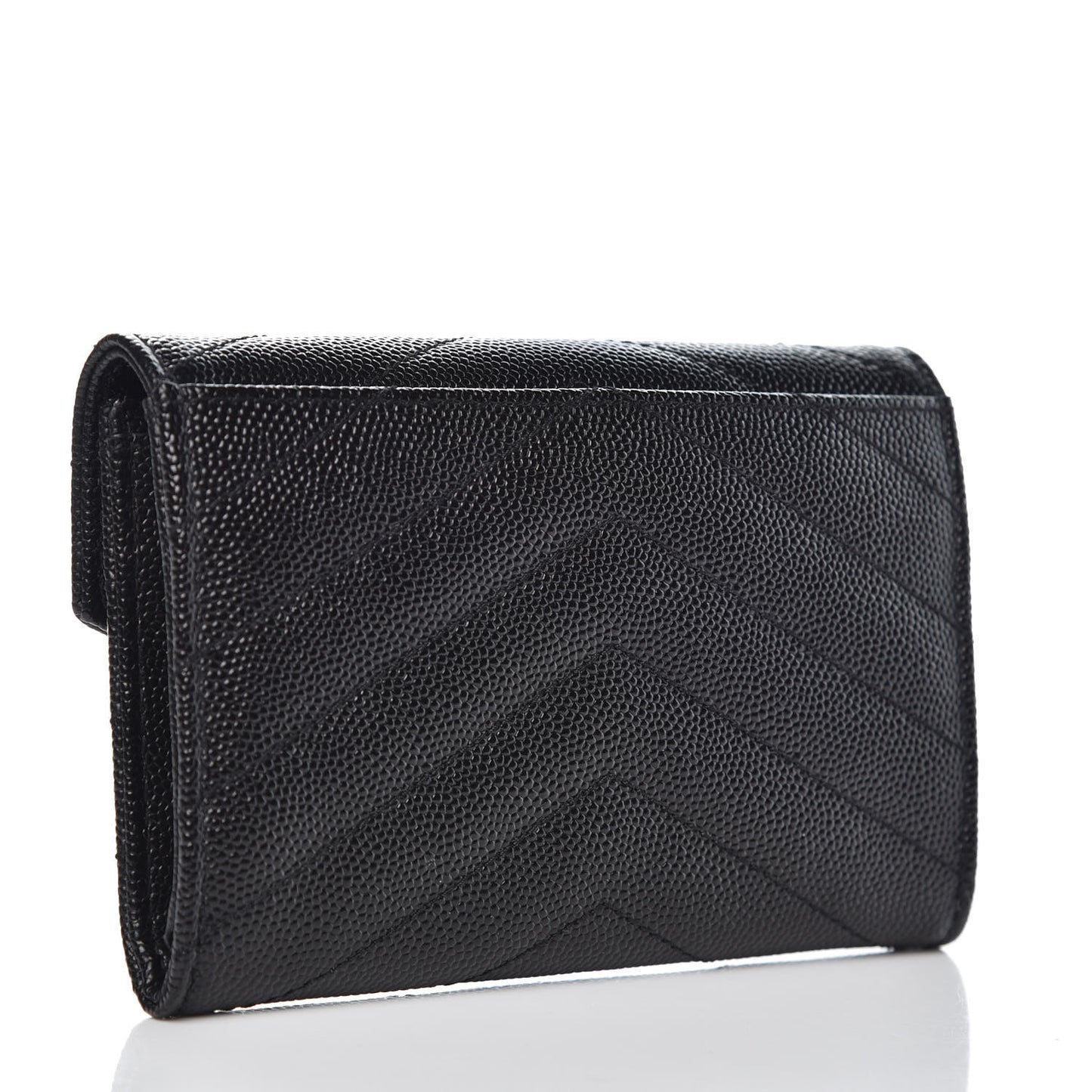 Grain De Poudre Matelasse Chevron Small Monogram Envelope Wallet Black