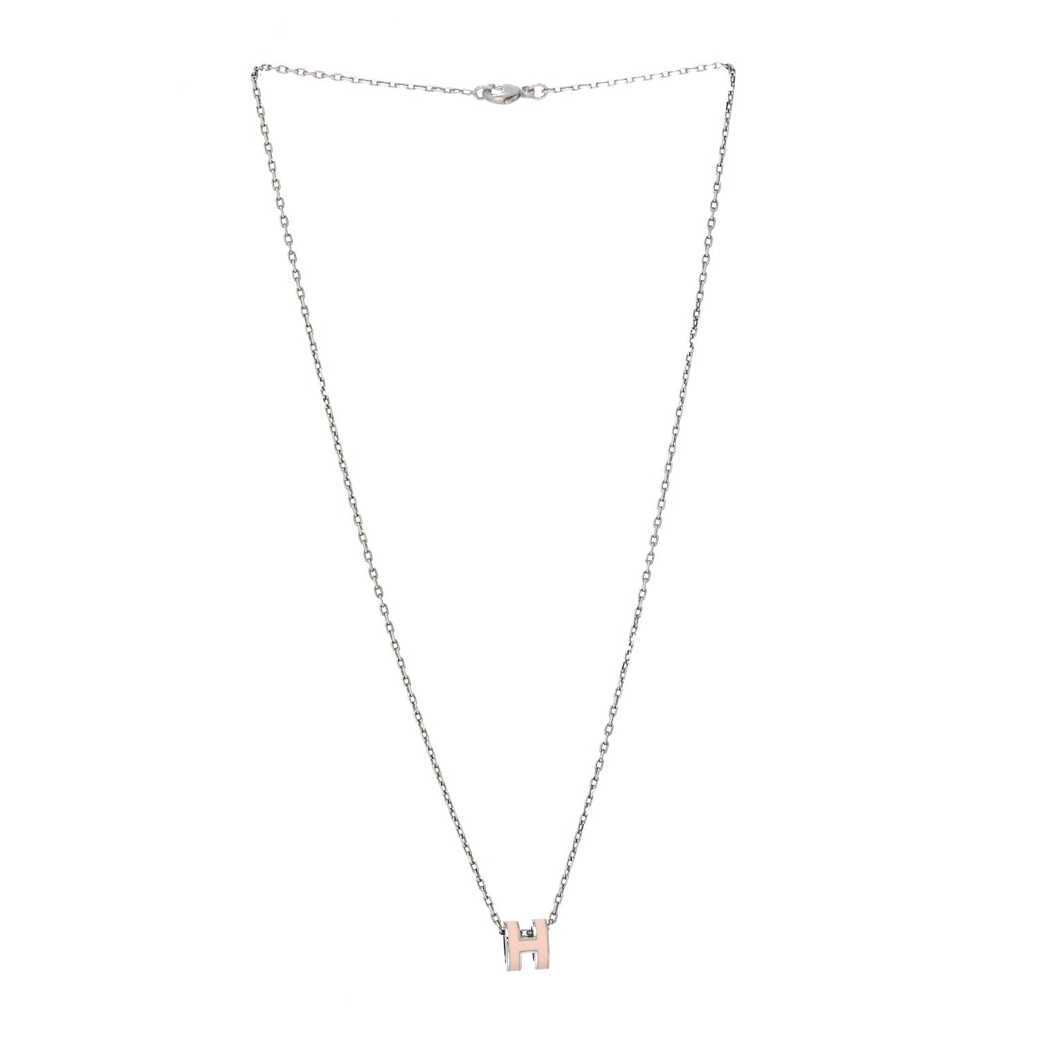 Hermes Palladium Mini Pop H Pendant Necklace Rose Dragee 3 of 5