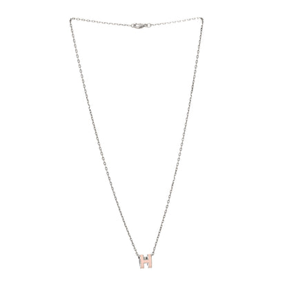 Hermes Palladium Mini Pop H Pendant Necklace Rose Dragee 3 of 5
