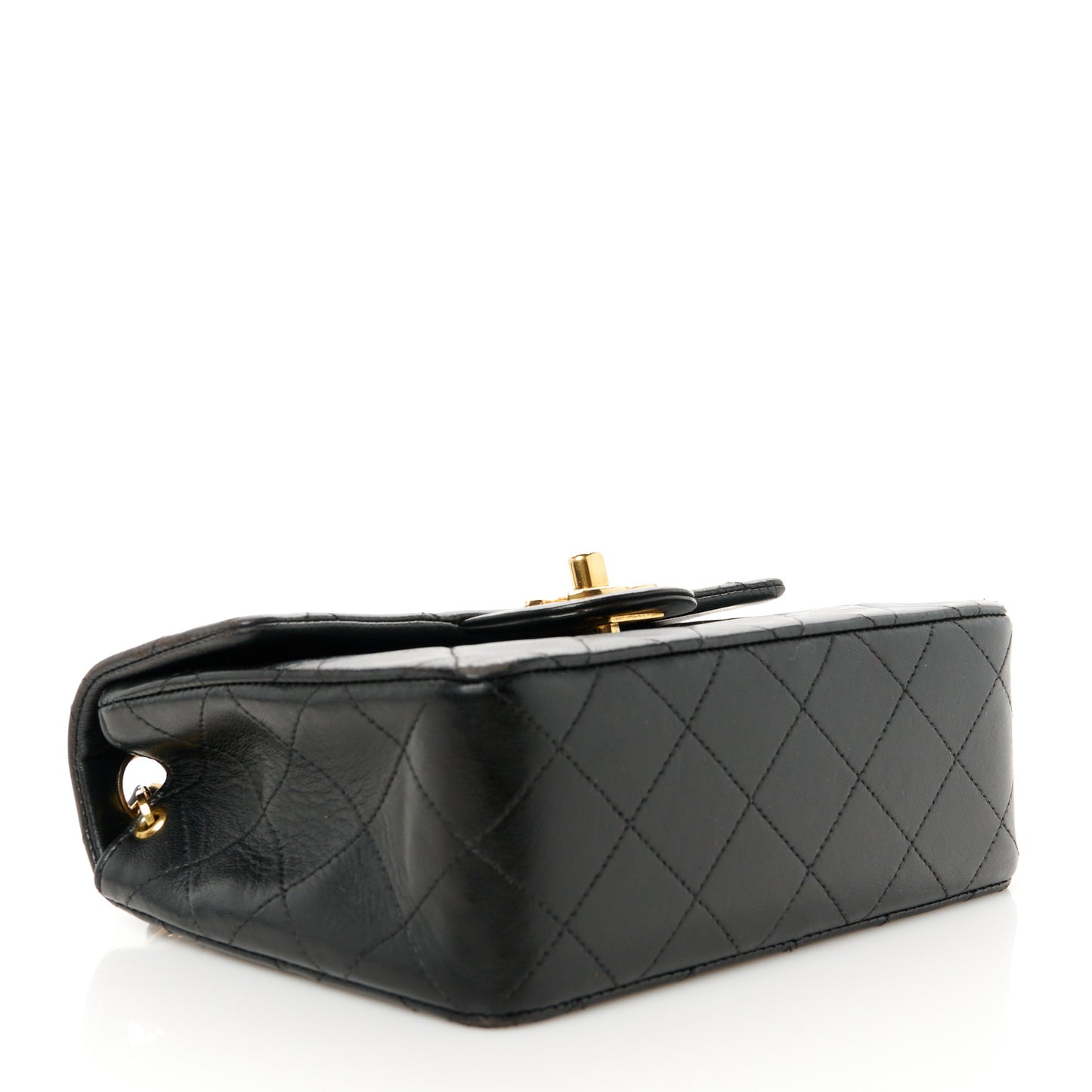 Lambskin Quilted Mini Square Flap Black