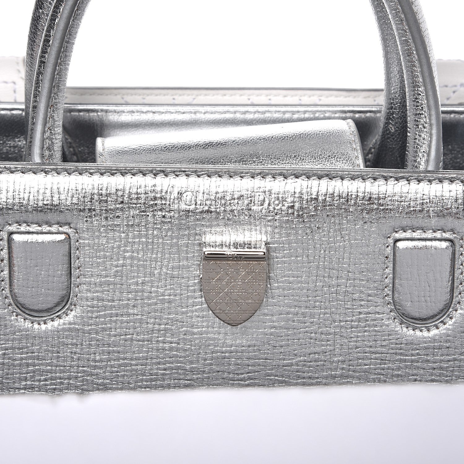 Christian Dior Metallic Grained Calfskin Mini Diorever Flap Silver 6 of 8