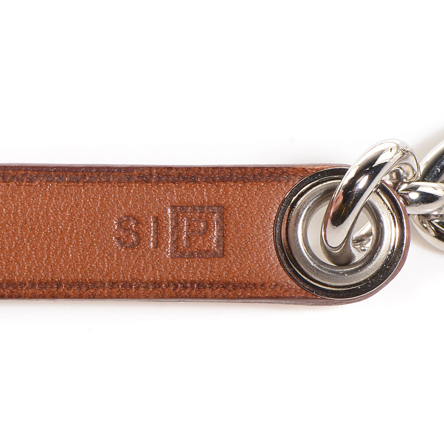 Hermes Silver Palladium Fauve Barenia Olga 5 Charms Chain Belt 7 of 9