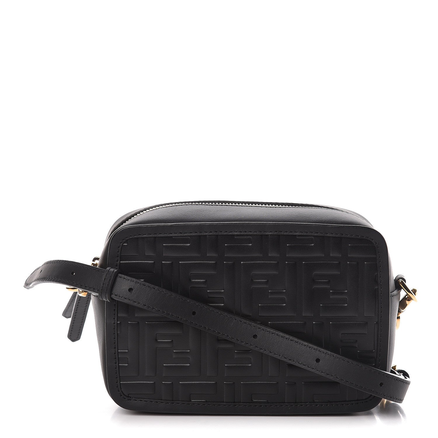 Fendi Vitello Century FF 1974 Embossed Mini Camera Case Black 1 of 13