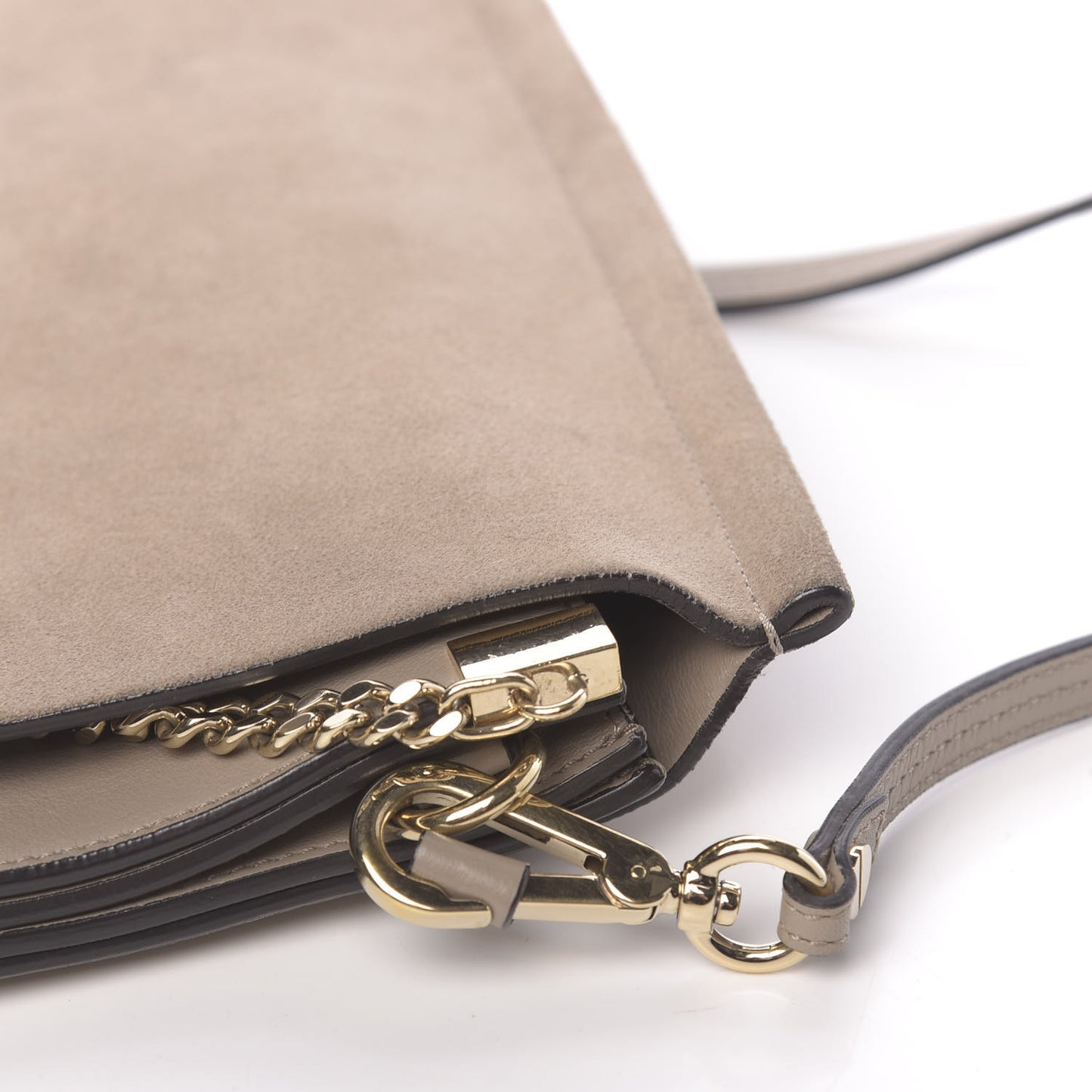 Calfskin Suede Medium Faye Shoulder Bag Motty Grey