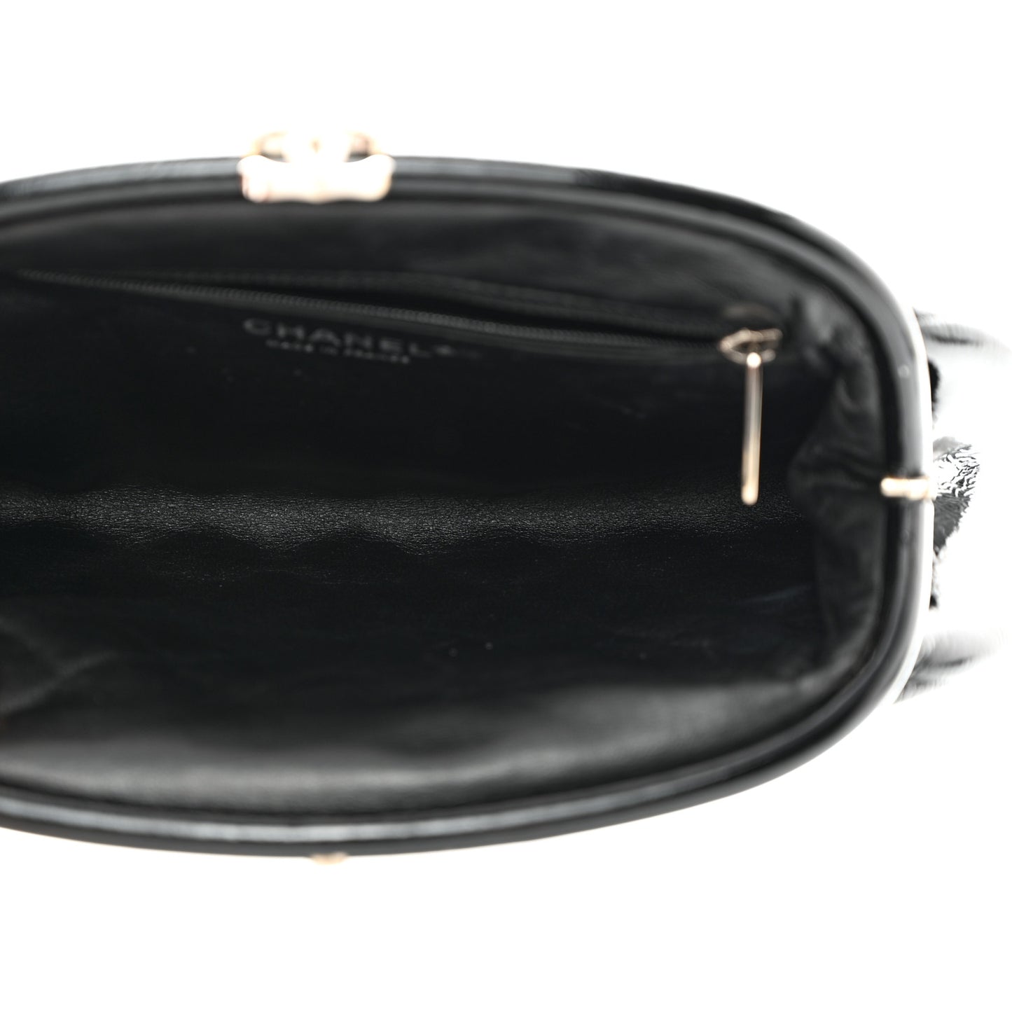 Distressed Patent Quilted Timeless Clutch Black