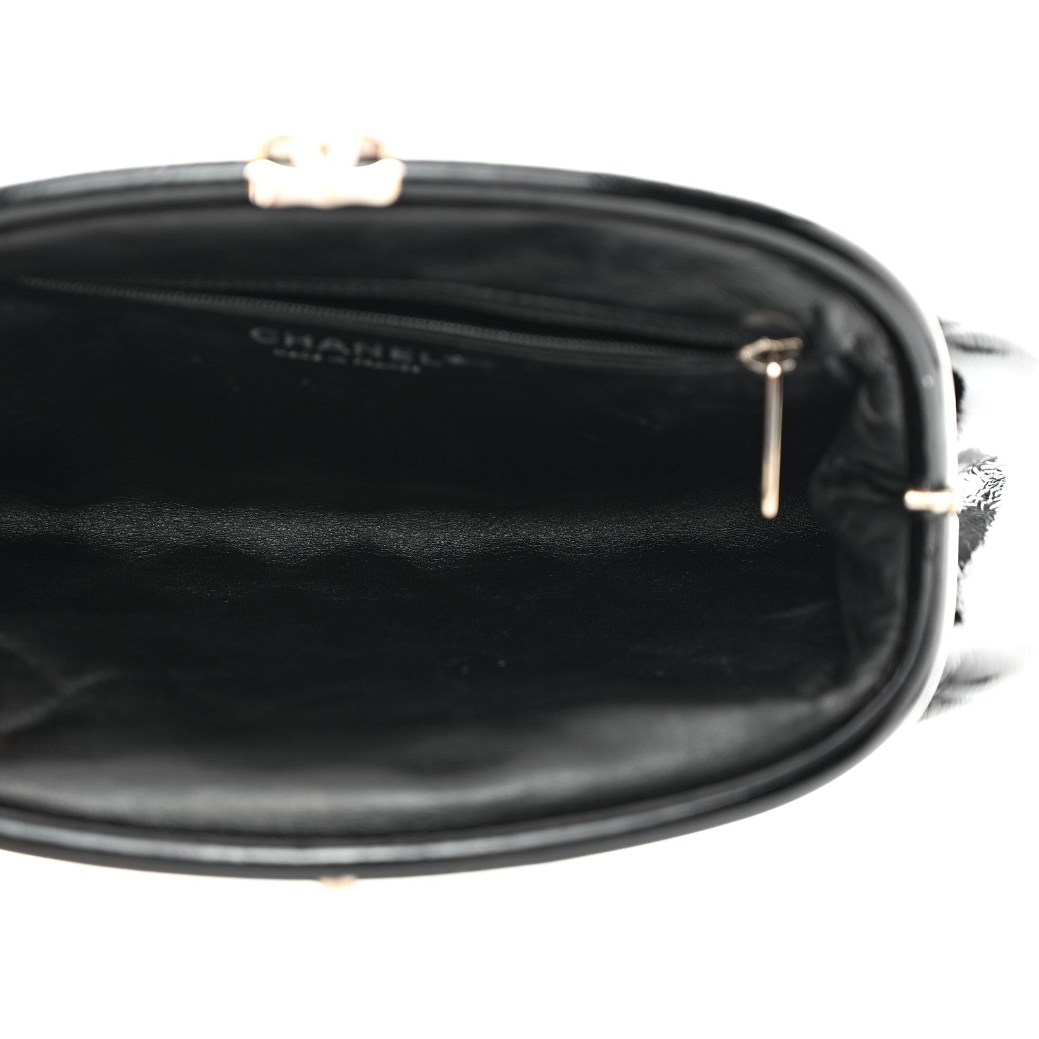 Chanel Distressed Patent Quilted Timeless Clutch Black 5 of 7