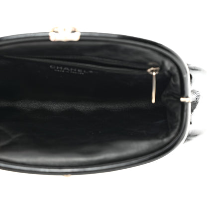 Chanel Distressed Patent Quilted Timeless Clutch Black 5 of 7