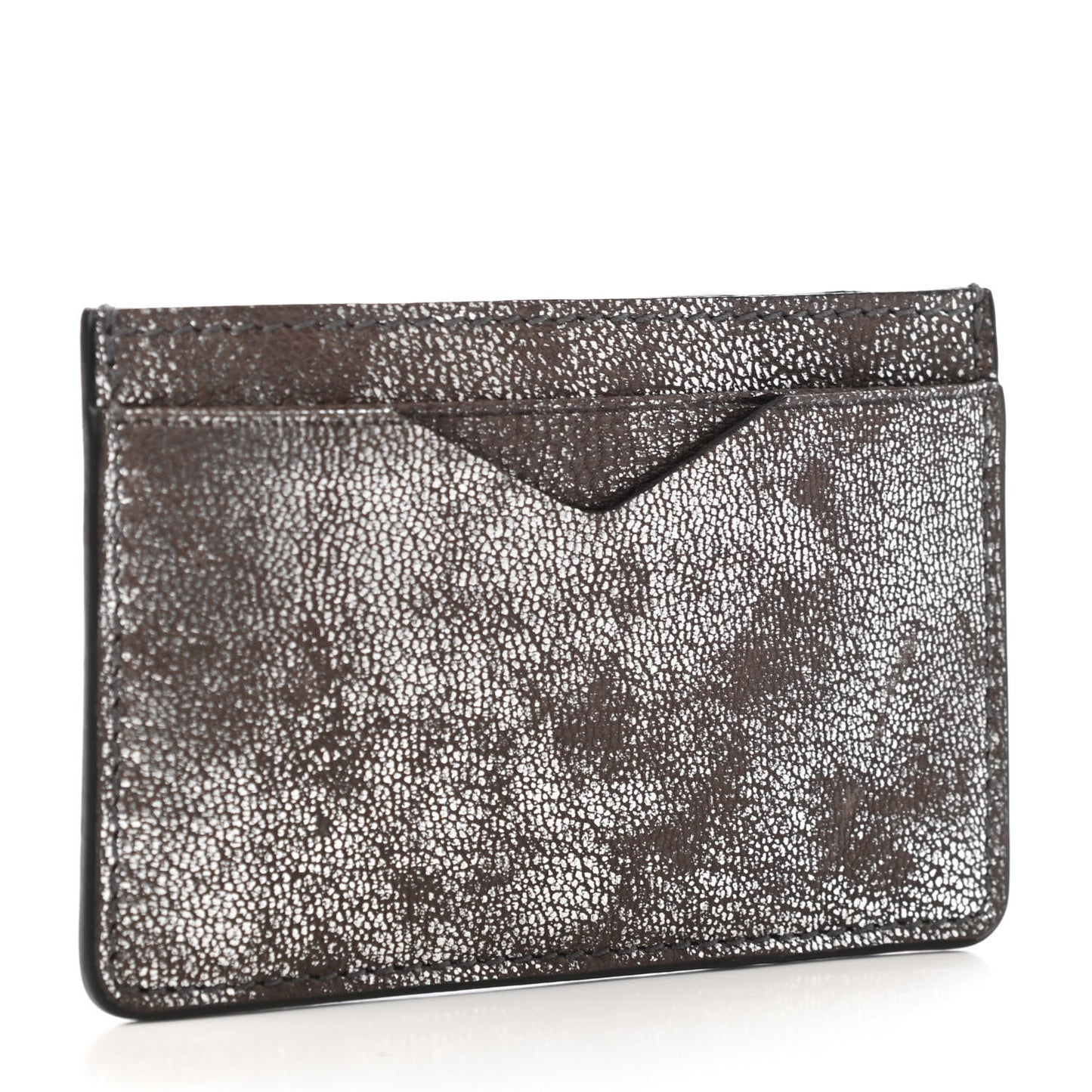 Distressed Metallic Suede Embossed Card Holder Brown