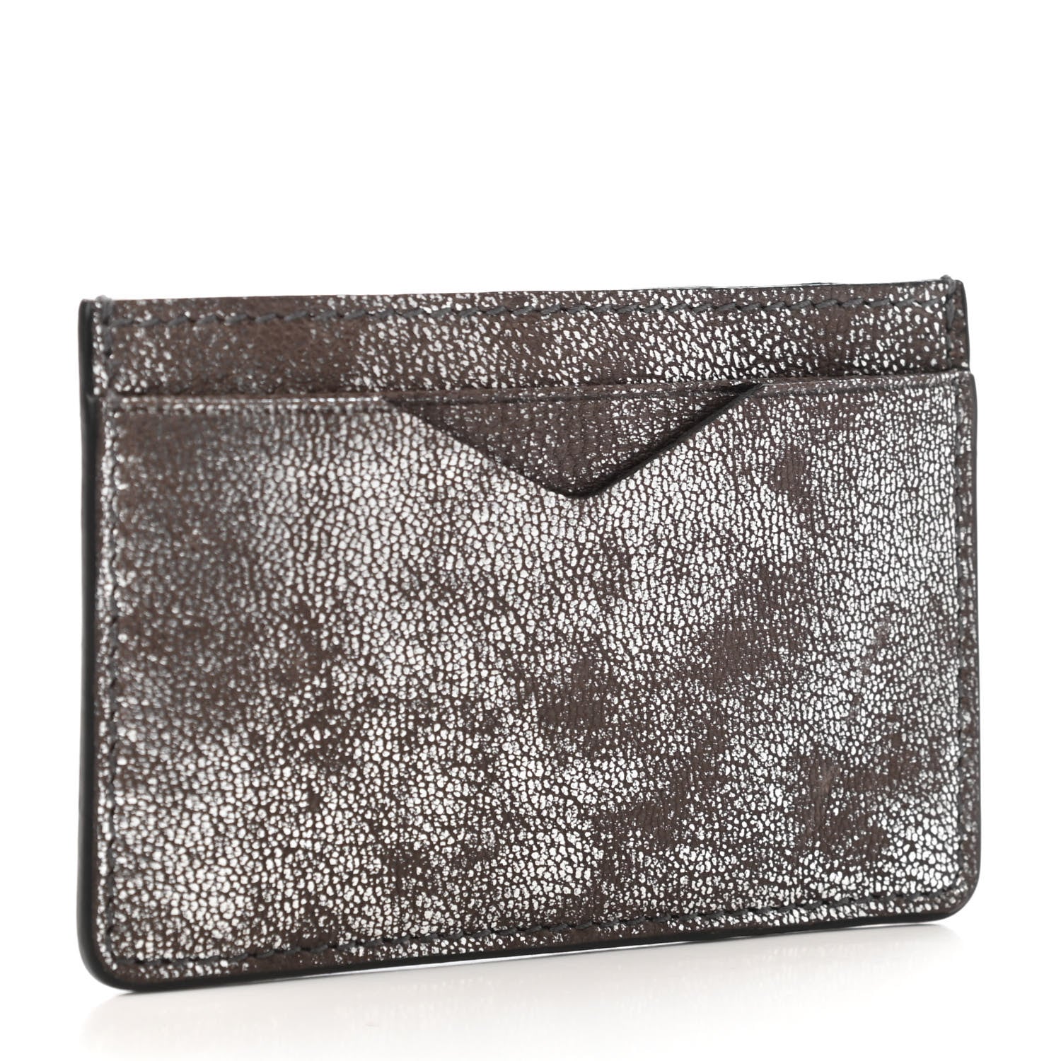Alexander McQueen Distressed Metallic Suede Embossed Card Holder Brown 2 of 4