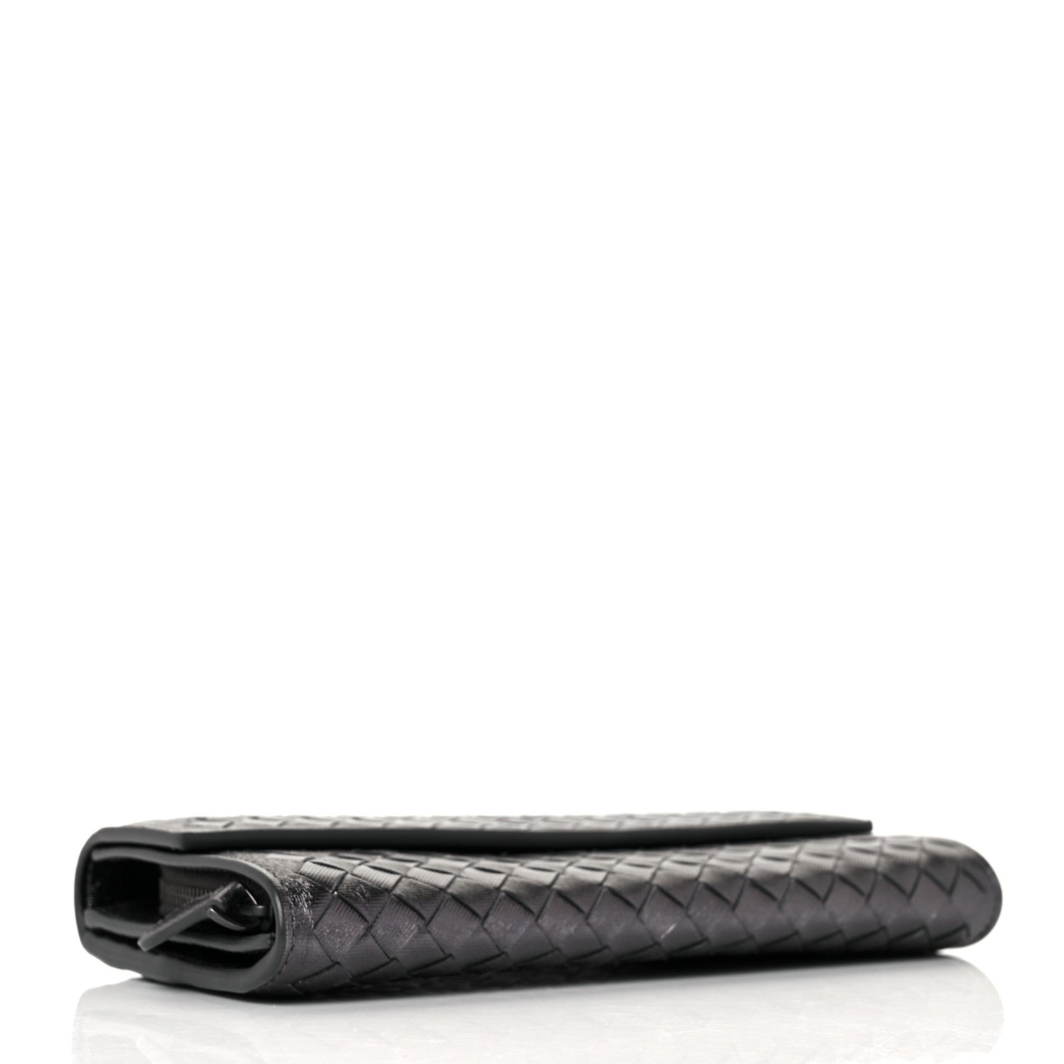 Bottega Veneta Metallic Grosgrain Intrecciato Continental Flap Wallet Argento Ossidato 4 of 9