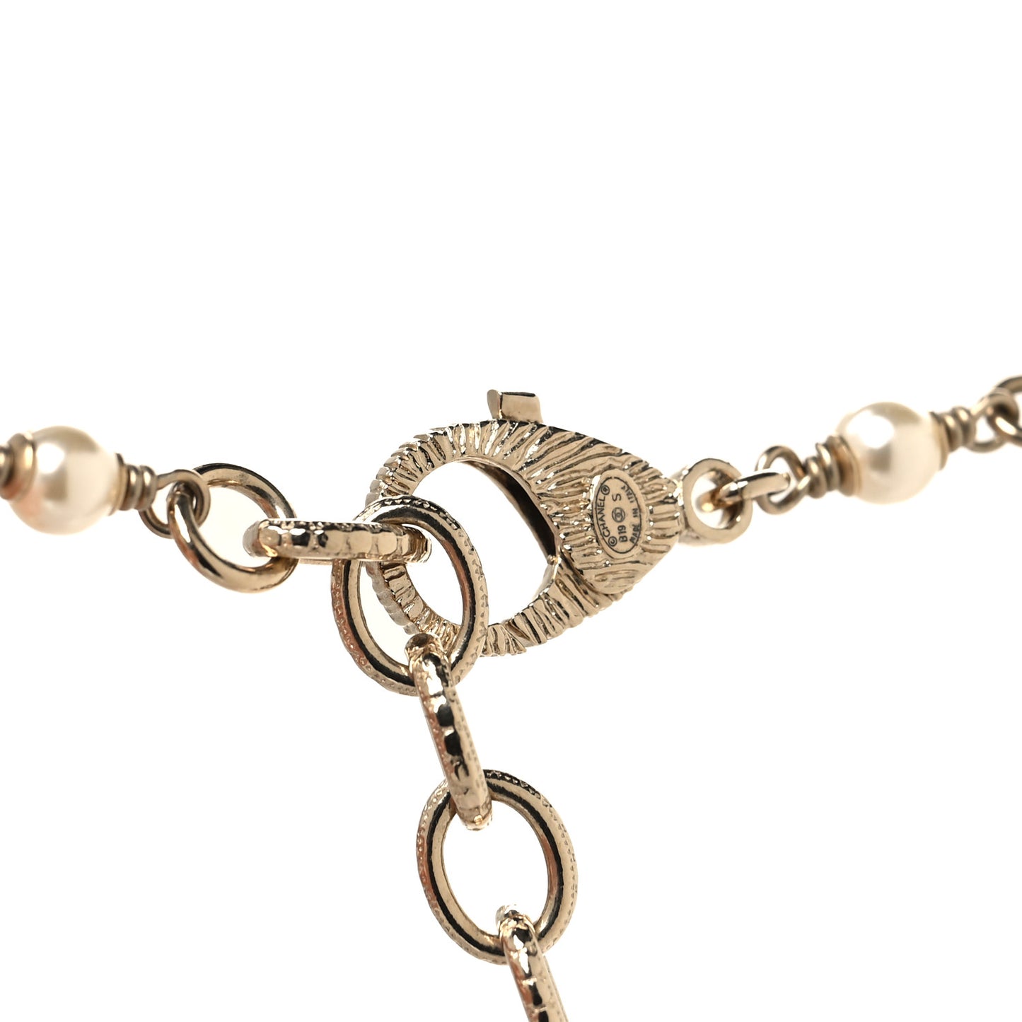 Crystal Baguette Pearl CC Cross Drop Pendant Necklace Gold