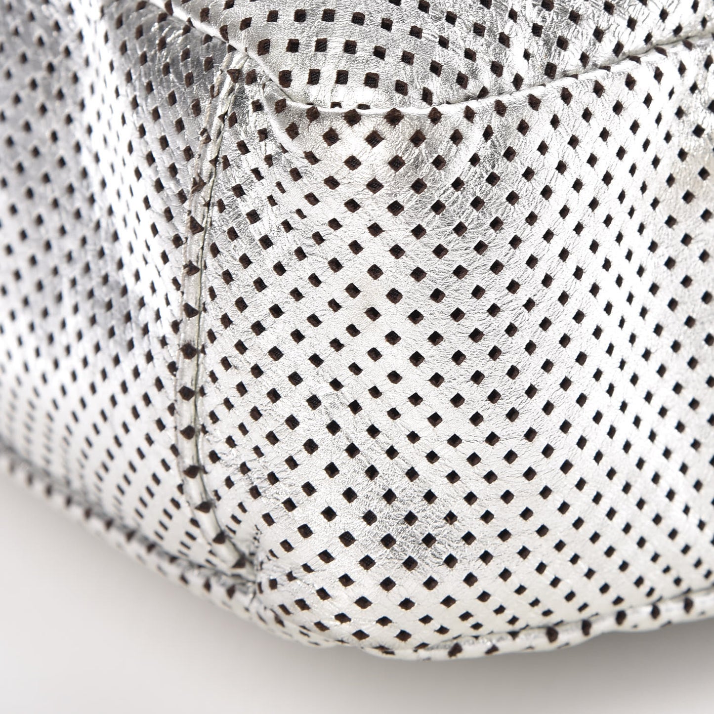 Metallic Glazed Calfskin Perforated Medium Rodeo Drive Tote Silver