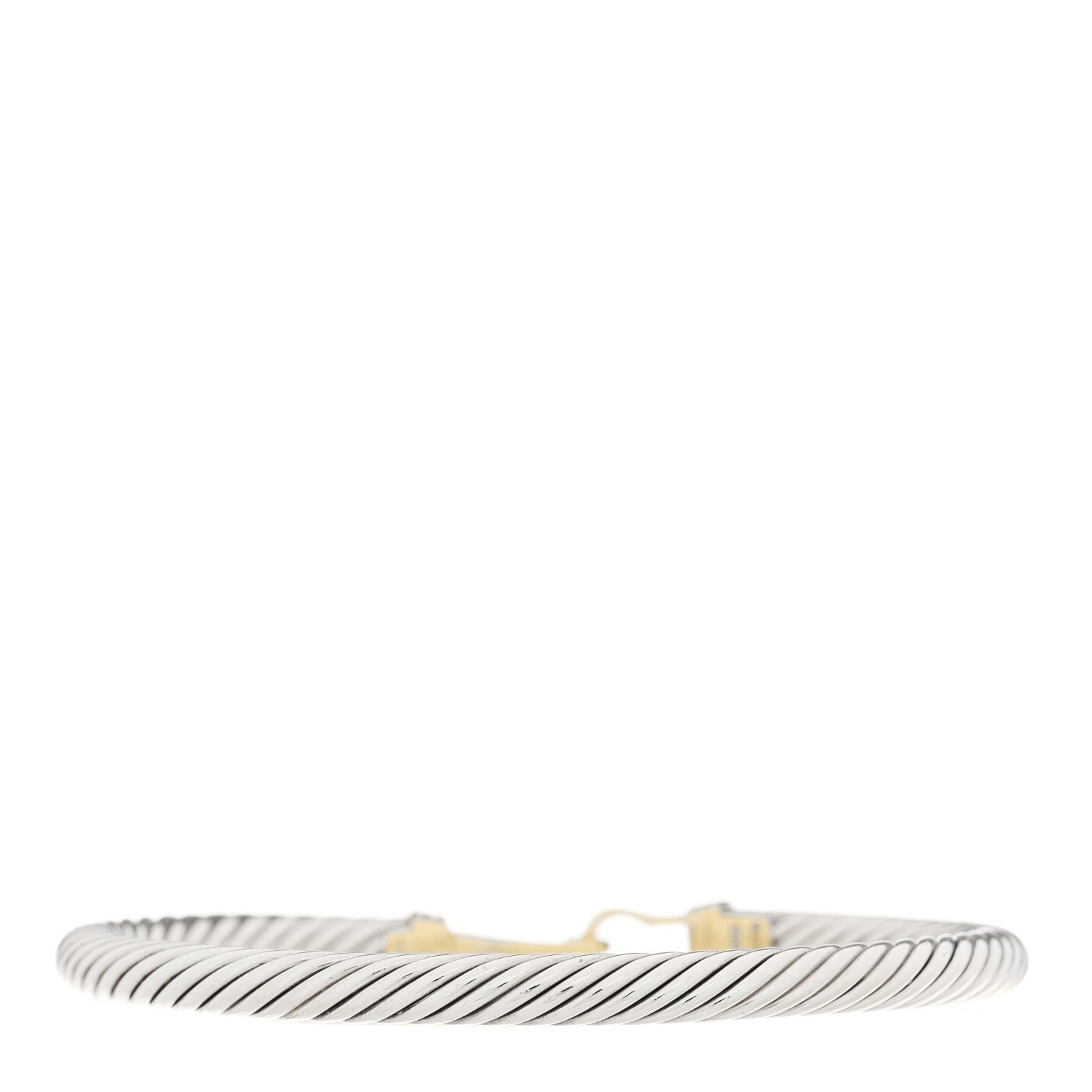 David Yurman Sterling Silver 14K Yellow Gold 5mm Cable Classic Buckle Bracelet 2 of 3