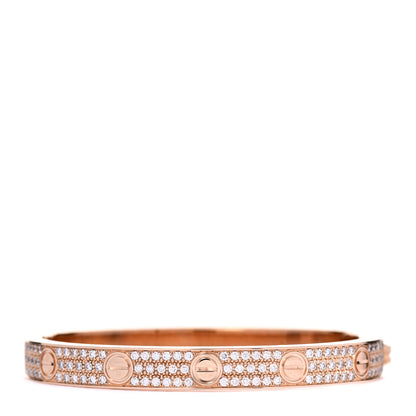 Cartier 18K Pink Gold Diamond LOVE Paved Bracelet 16 3 of 5
