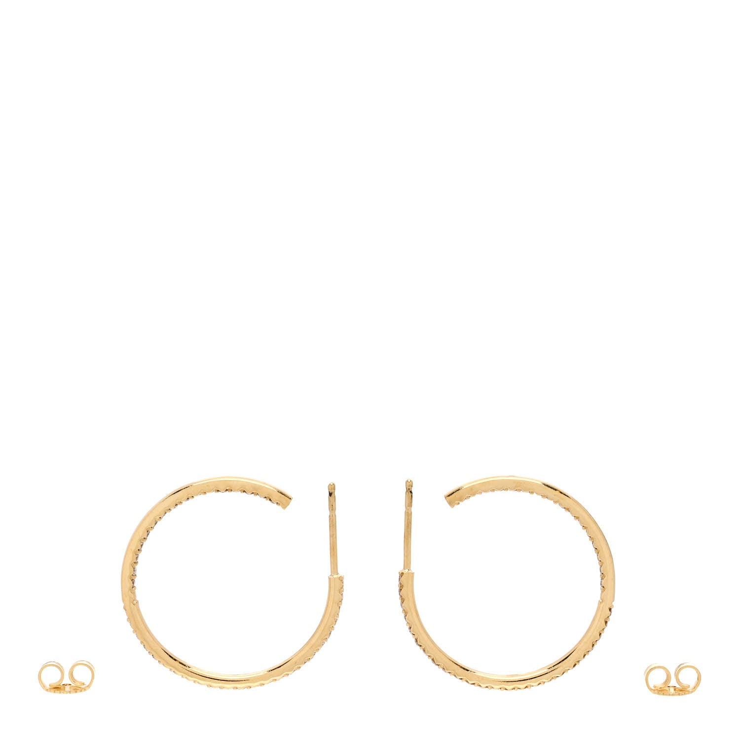 Roberto Coin 18K Yellow Gold Diamond .99ctw Micro Pave Hoop Earrings 3 of 4