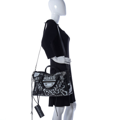 Balenciaga Agneau Arena Graffiti All Over Classic Hardware City Black White 2 of 9