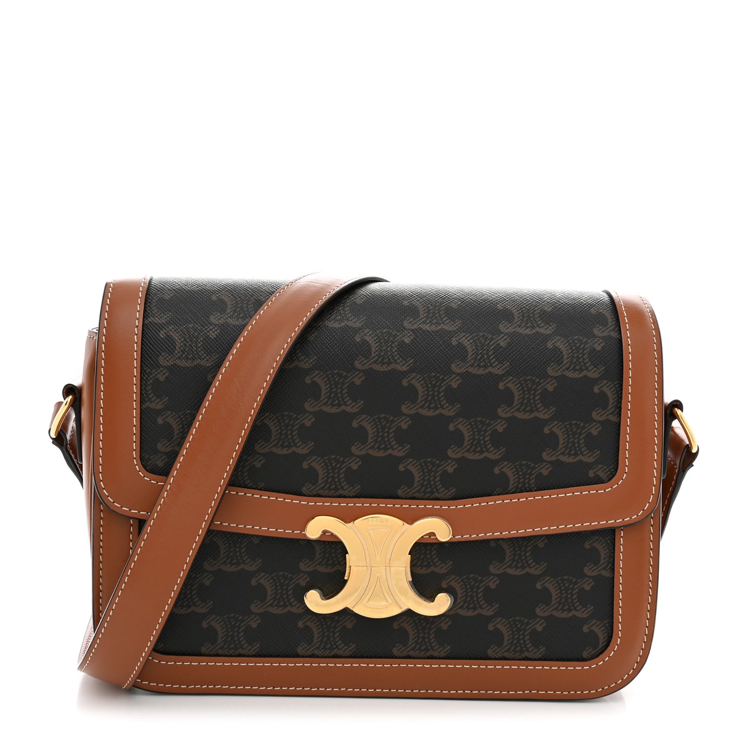 Calfskin Triomphe Canvas Teen Triomphe Bag Tan