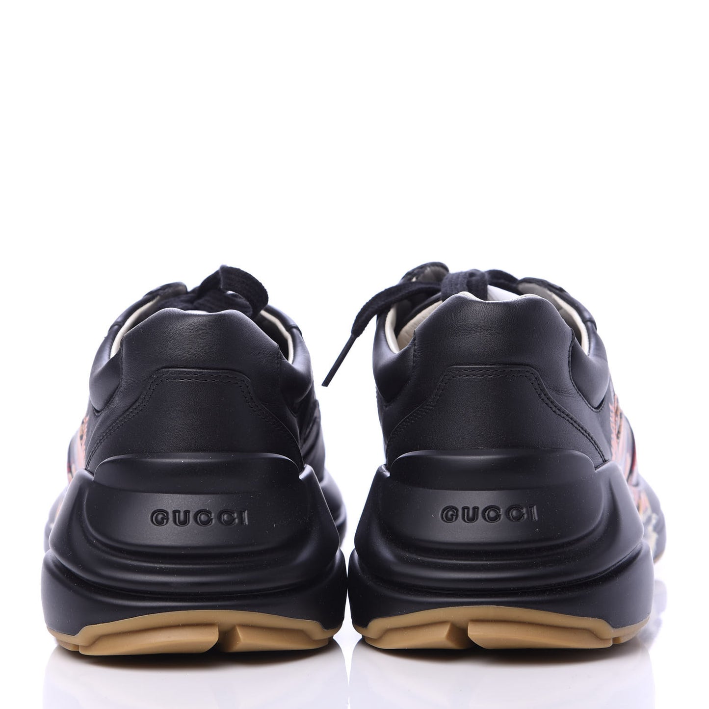 Calfskin Tiger Print Mens Rhyton Sneakers 7.5 Black