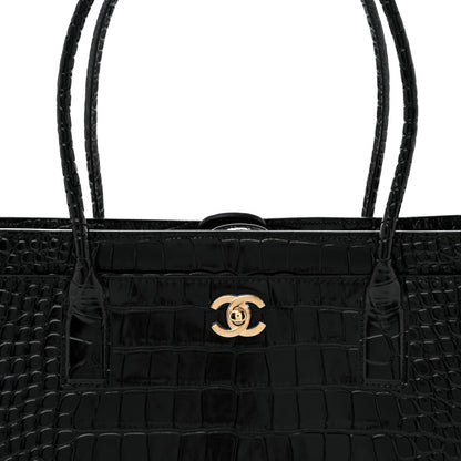 Chanel Calfskin Crocodile Embossed Archetype Small Shopping Tote Black 8 of 10