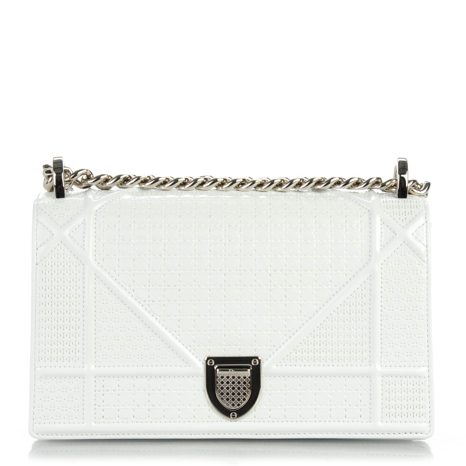 Christian Dior Patent Micro-Cannage Small Diorama Flap Bag White 1 of 8