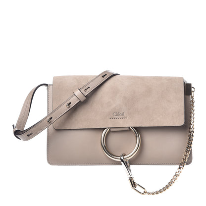Chloe Suede Calfskin Small Faye Shoulder Bag Motty Grey 1 of 9