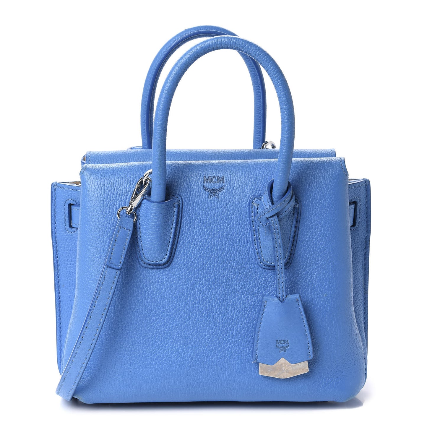 Grained Calfskin Mini Milla Tote Mediterranean Blue