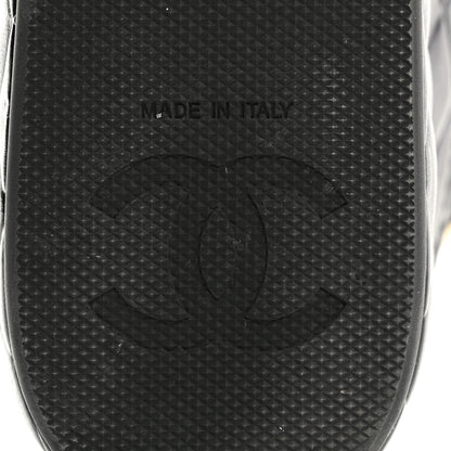 Chanel Shiny Calfskin Logo Platform Sandals 36 Black 8 of 9