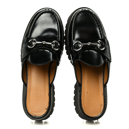 Gucci Magnum Calfskin Womens Horsebit Platform Mules 38 Black 2 of 10
