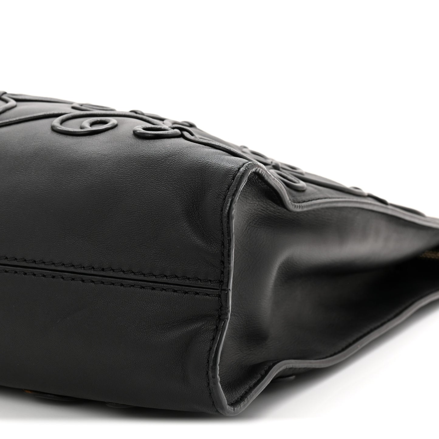 Nappa Intricate Soutache Tote Black