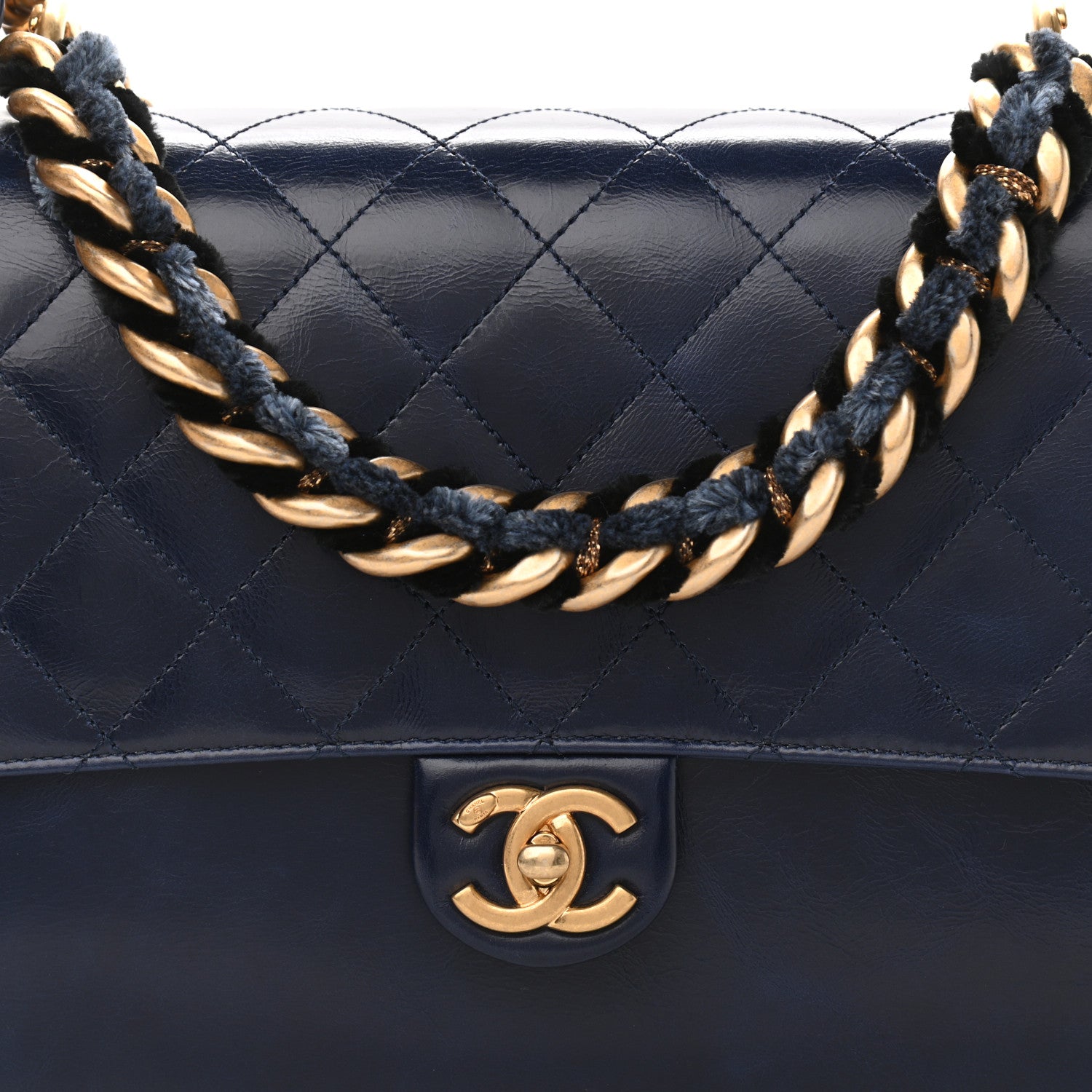 Chanel Iridescent Calfskin Quilted Straight Lined Flap Navy 11 of 11
