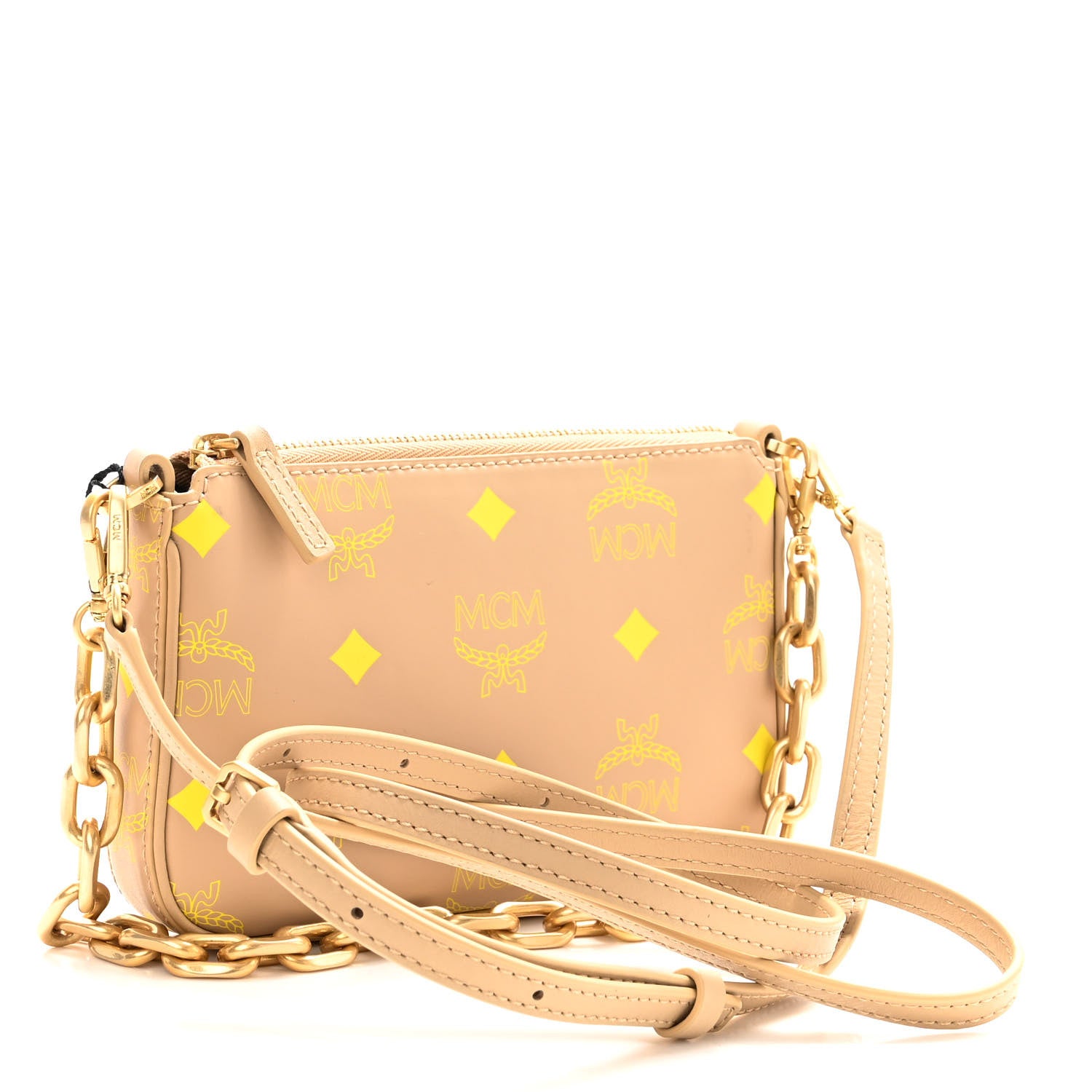 MCM Calfskin Color Splash Mini Pouch on Chain Croissant 3 of 9