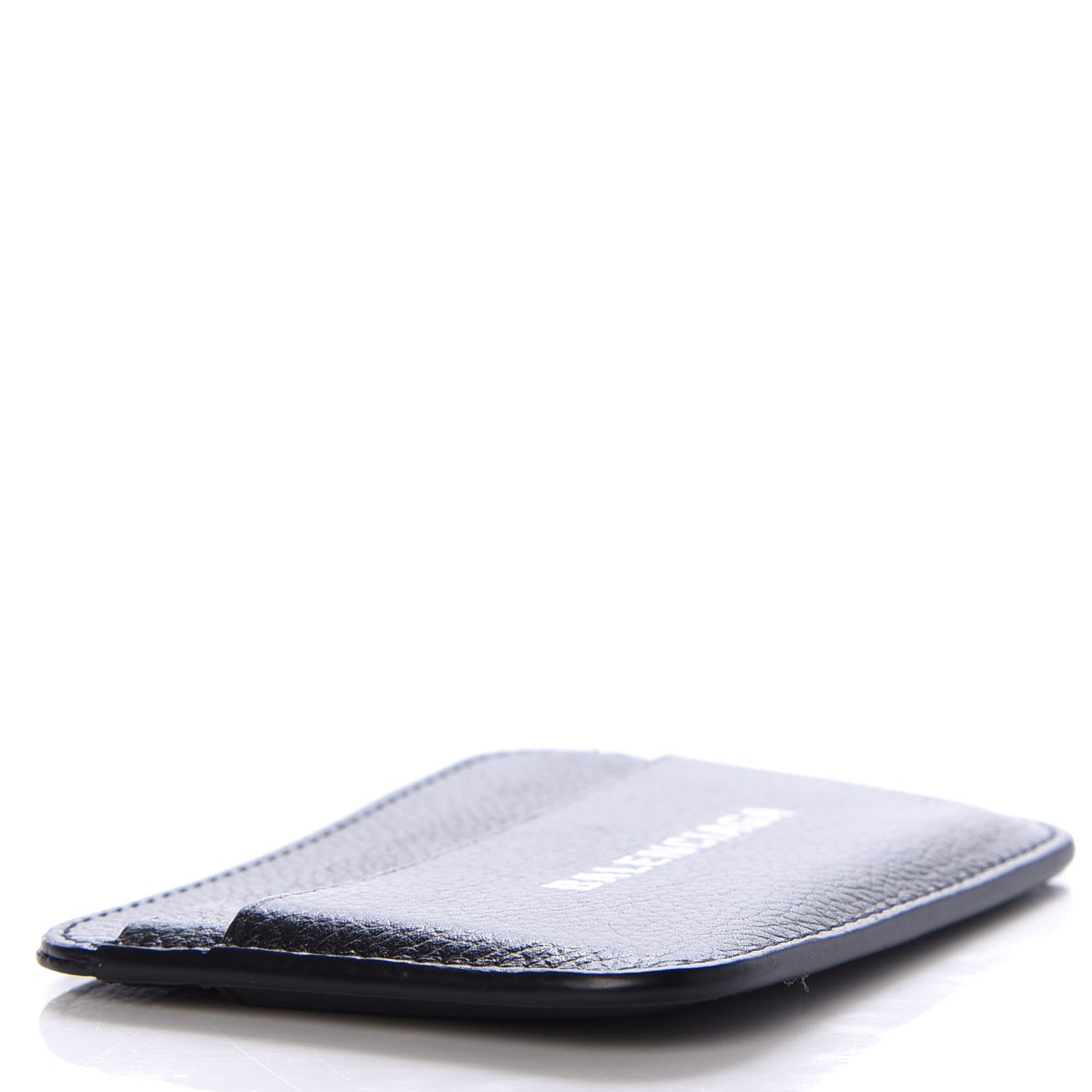 Balenciaga Grained Calfskin Logo Cash Rounded Card Holder Black White 4 of 7