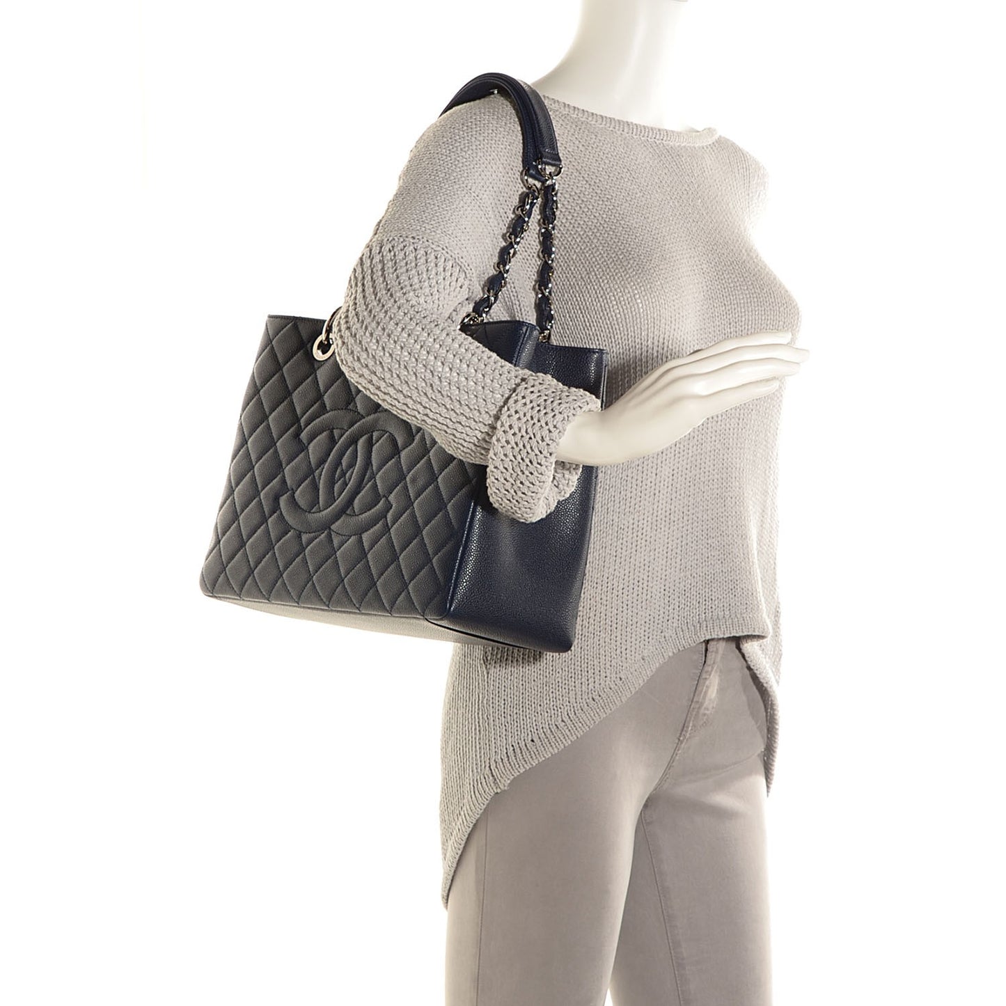 Caviar Quilted Grand Shopping Tote GST Marine