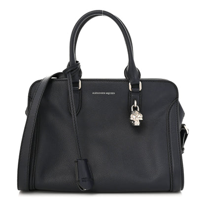 Alexander McQueen Pebbled Calfskin Small Skull Padlock Zip Around Tote Navy 1 of 11