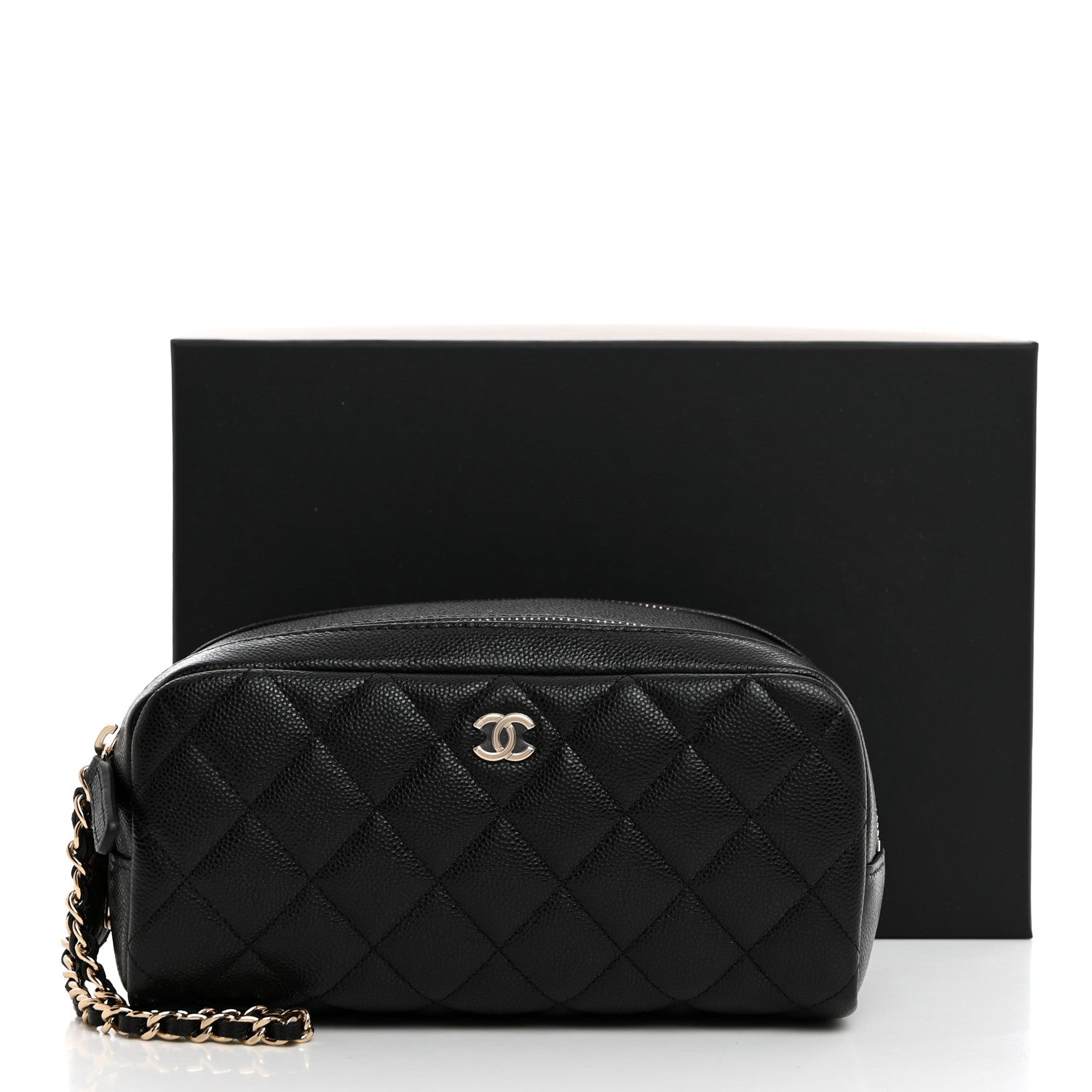 Chanel Caviar Quilted Toiletry Case With Chain Black 8 of 8