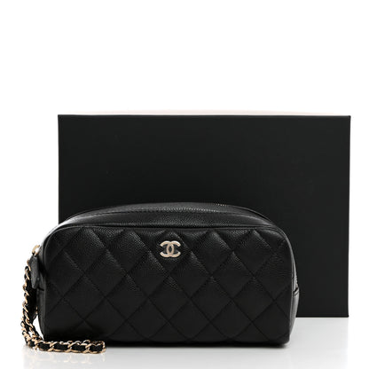 Chanel Caviar Quilted Toiletry Case With Chain Black 8 of 8