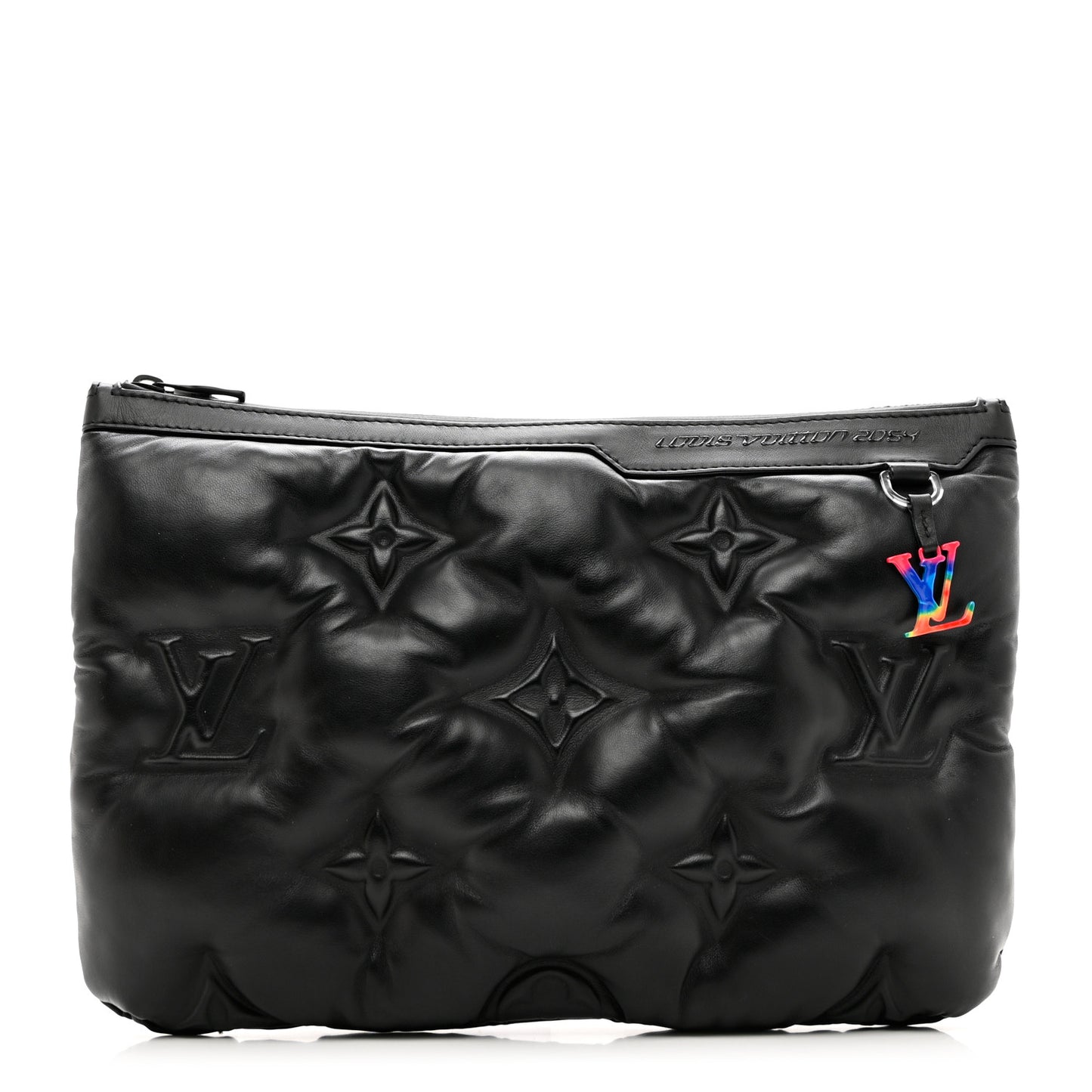 Lambskin Puffer A4 Pouch Black