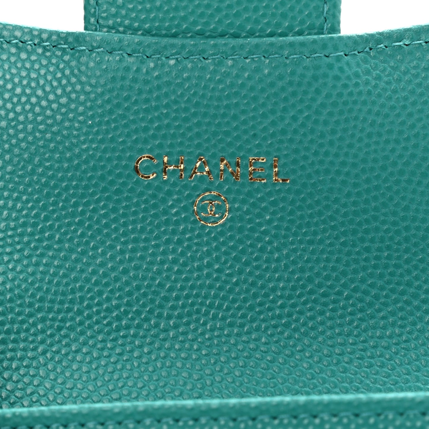 Caviar Quilted Flap Card Holder Wallet Turquoise