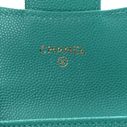 Chanel Caviar Quilted Flap Card Holder Wallet Turquoise 5 of 8