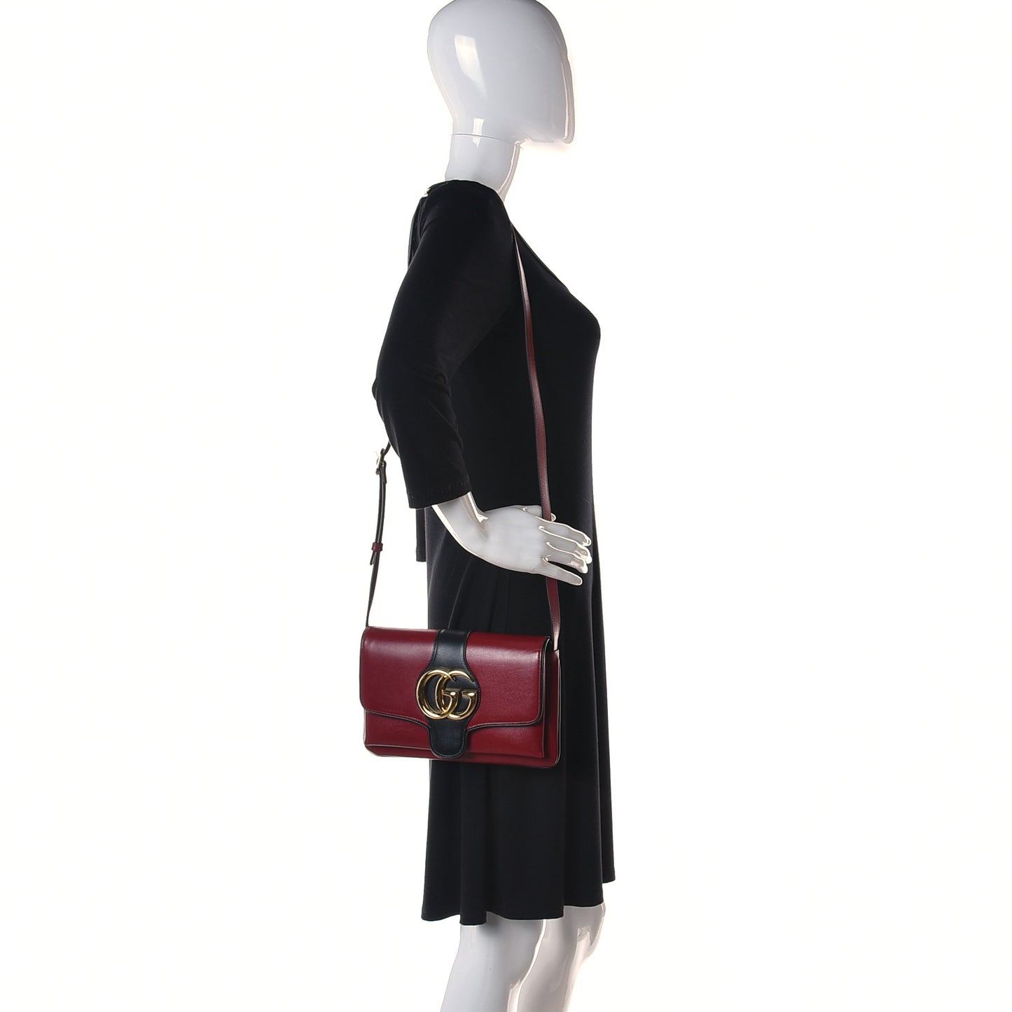 Vitello Palmellato Lux Bi-Color Small Arli Flap Shoulder Bag New Cherry Red Black