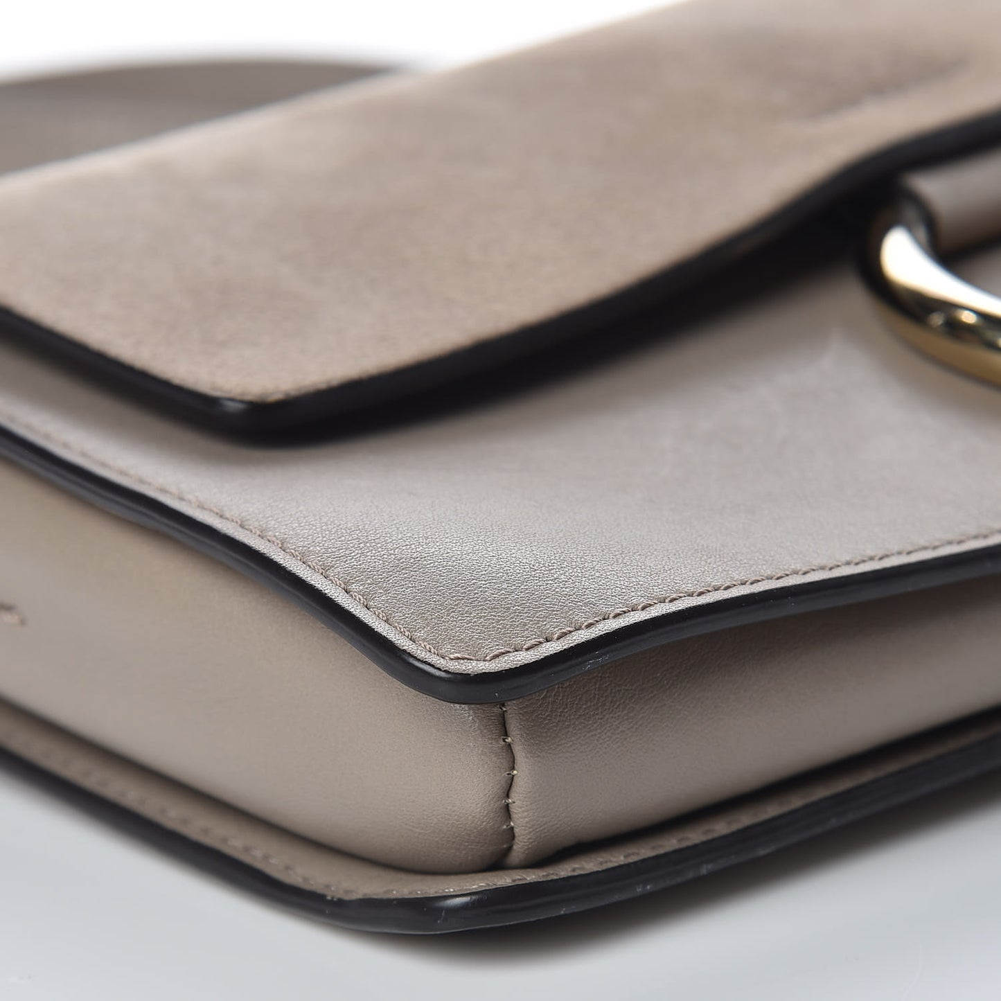 Suede Calfskin Small Faye Shoulder Bag Motty Grey