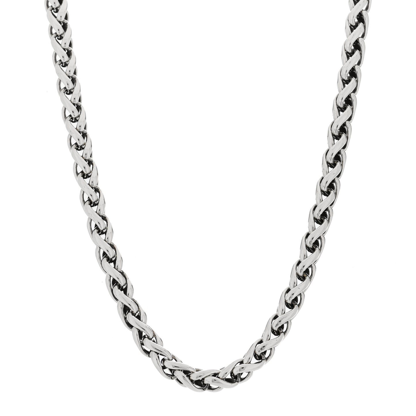 Sterling Silver 14K Yellow Gold 6mm Wheat Chain Necklace