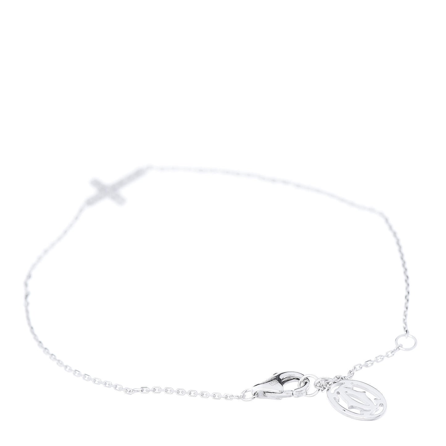 18K White Gold Diamond Symbols Cross Bracelet
