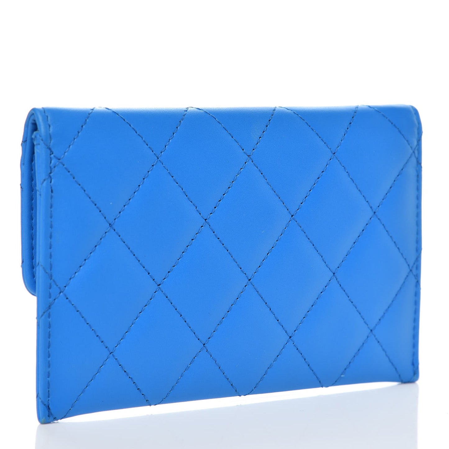 Lambskin Quilted Wallet On Removable Chain Insert Blue