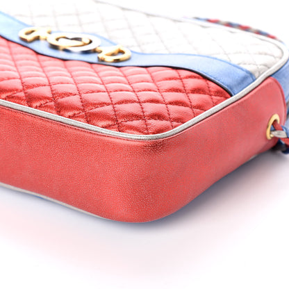 Gucci Laminated Nappa Trapuntata Small Zumi Shoulder Bag Rosso Marine Argento 10 of 10